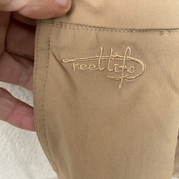 Reel Life Men's Shorts XXL Tan Lightweight Nylon/Spandex with Pocket Details - Picture 7 of 12